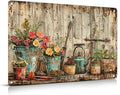 Vintage Flower Garden Metal Sign Rustic Farmhouse Daisy Floral Wildflowers Tin Signs Still Life Gardening Aluminum Wall art for Home Garden Patio Farm Yard Bar Bathroom Decor 8x12 Inch