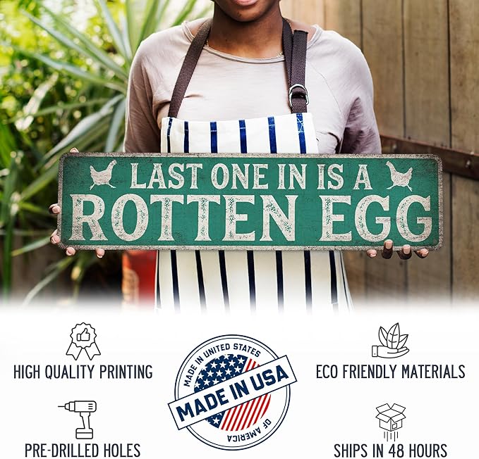 Chicken Coop Sign Last One In Is A Rotten Egg - Made In USA - Farm Décor Ranch Hen House Chicken Décor Kitchen Décor Gift 104180017008