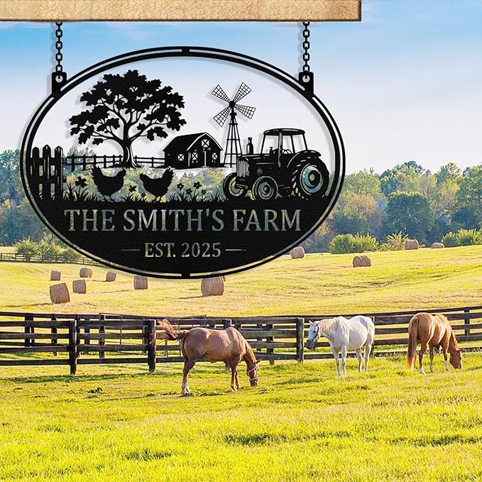 Personalized Metal Farm Signs, Custom Ranch Sign, Customized Farm Metal Signs Outdoor, Custom Large Hanging Family Name Sign for Farms, Ranch, Barn, Farmhouse
