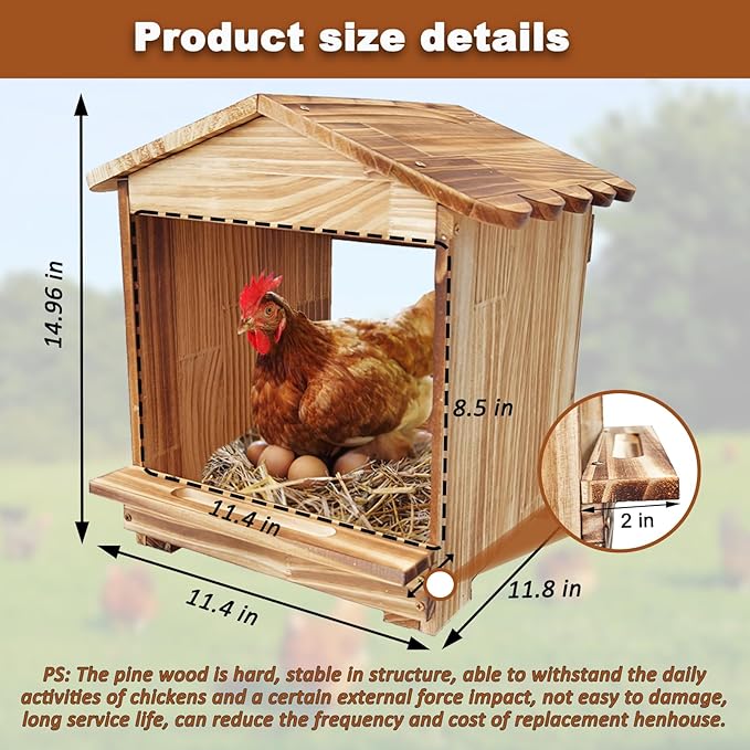 Nesting Boxes for Chickens, Nesting Boxe, Chickens Nesting Box, 3 Compartments - Wall Mount Wooden Egg Laying Nest Box for Chicken Coop,Large Size 11.42' L× 13' W × 14.96' H
