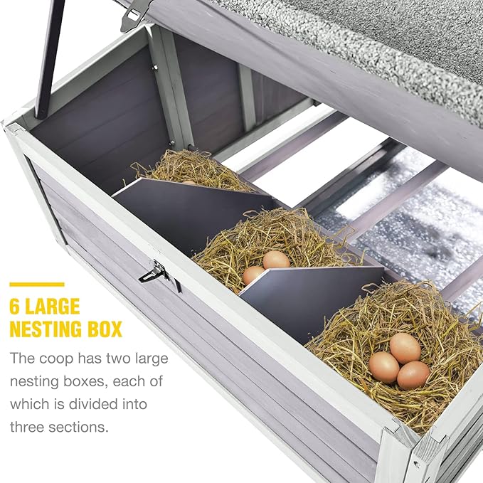Aivituvin Chicken Coop Extra Large Chicken House 55ft² for 10-15 Chickens Outdoor Wooden Hen House Poultry Cage with 6 Nesting Boxes, 6 Perches, Large Run 137" L