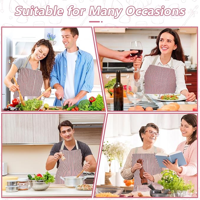 ATROPOS 2 Pieces Aprons for Women with Pockets, Aprons for Men, Womens Kitchen Apron, Cooking Apron Adjustable Bib Chef Apron(Unisex)