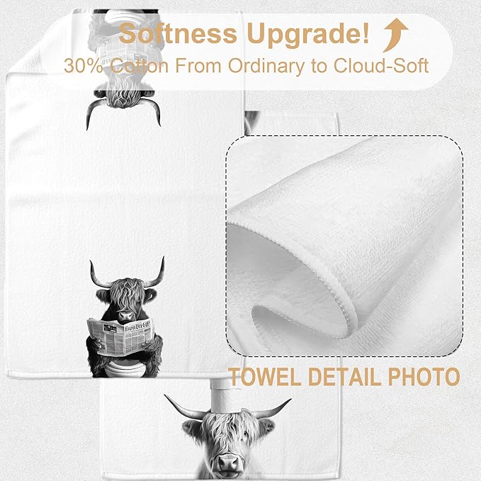 Cow Bathroom Decorative Towels - Cow Gifts Hand Towel, Funny Cows Decorative Hand Towels for Bathroom, 16x24 Inch Set of 2（Upgraded Fabric）