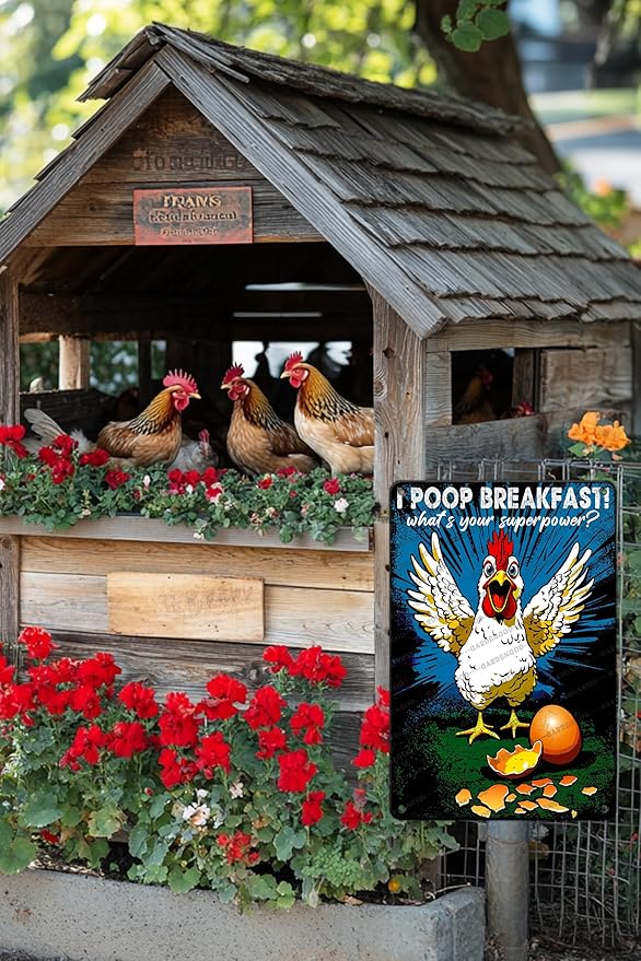 Funny Chicken Decorations For Kitchen Chicken Tin Sign Chicken Gifts 16x12 Inch