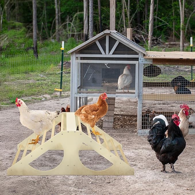 Vehomy Chicken Roosting Bar Solid Wood Roosting Ladder Poultry Perch Stand Jungle Gym for Backyards Chicken Coops Farms Chicken Toy for Chicks Hens Roosters Large Birds Parrots Macaws L