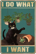 Black Cat I Do What I Want Vintage Metal Poster Sign Decor-Retro Aluminum Metal Tin Sign for Home Wall Decor, Bathroom, Toilet, Signs Gift,12''x 8''