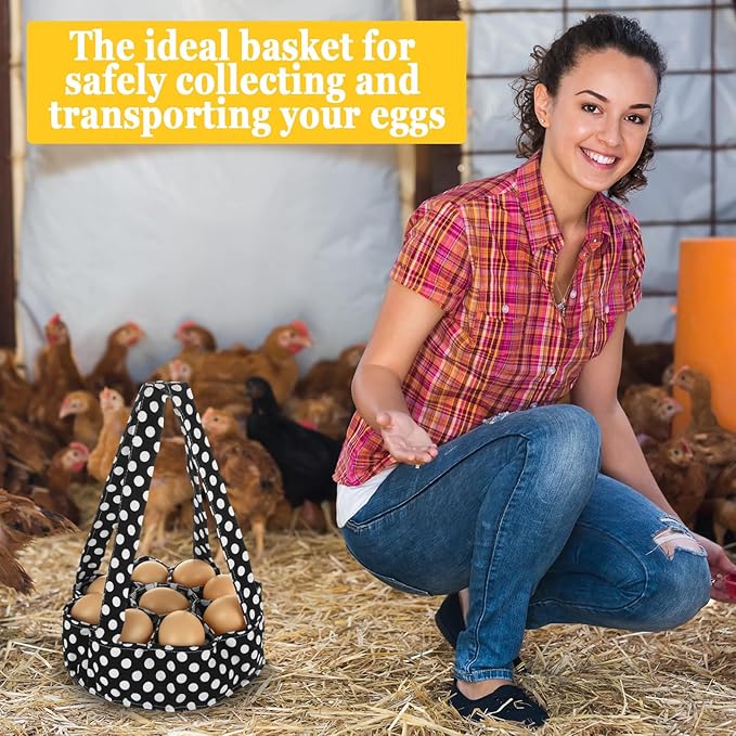 2 Pieces Egg Basket, Egg Bags Collecting Baskets with 9 Pouches, Mini Canvas Egg Collecting Bags for Farmhouse Chicken Hen Duck Goose Quail Eggs, Housewife Garden Transporting Storage