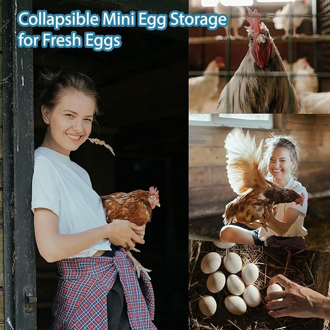 JIYUJIAHUA Egg Basket, Collapsible Mini Storage - Can Easily Load Eggs for Carrying and Collecting Eggs, Easy Washing, and Fast-drying, Country Primitive Farmhouse Style, DANLAN-001