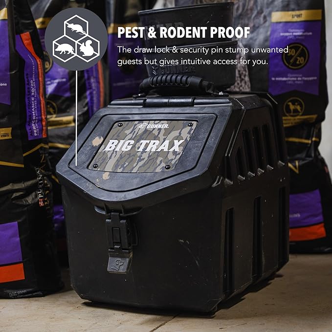 GUNNER 30 lbs Dog Food Storage Container - Waterproof & Airtight Pet Food Bin - Multi-Purpose Container for Dry Food, Corn, Chicken Feed, Treats, Bird Seed, & More - Black