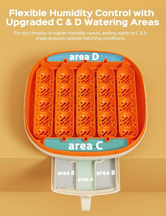 Chickcozy 25 Egg Incubator, Automatic Egg Turner with Thermometer Seat and Humidity Control, Egg Candler, 360° View with Clear Window, Incubators for Hatching Chicks (Sunlit Orange)