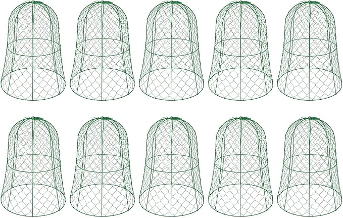 YIYIBYUS Garden Chicken Wire Cloche, 12.99" Diameter x 15.75" Height Plant Protective Covers Metal Cage Plant Protector Cover for Gardens, Parks, Yards, Balconies, Farms (10pcs, Green)