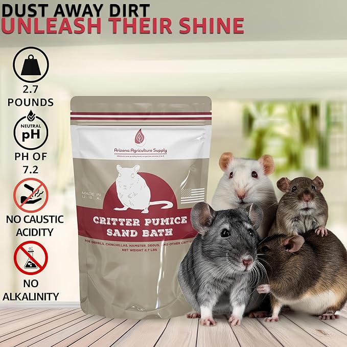 Natural Critter Dust Bath (2.7 lbs) – Crystalline Silica-Free – Made in USA – Perfect for Hamsters, Chinchillas, Gerbils, Chickens, and More