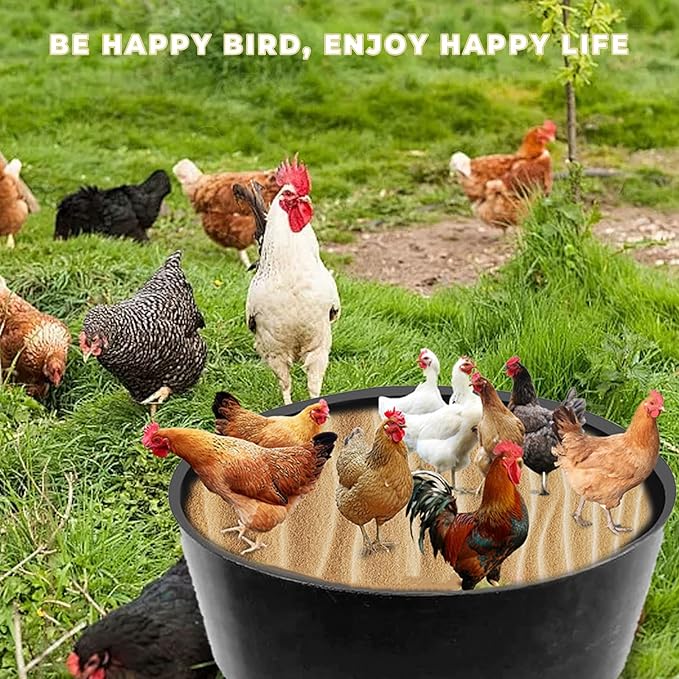 Chicken Dust Bath Tub, Dust Bath for Chickens with Bottomless Design, Chicken Dust Bath Container, Ideal Chicken Coop Accessories for Chickens, Hens, Ducks, Geese, and Other Poultry