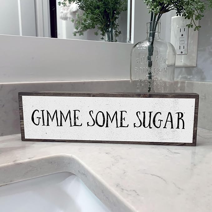 Wood & Metal Southern Sign – Weatherproof Indoor Outdoor Wall Decor – Rustic Charm with "Gimme Some Sugar" – Gift-Wrapped & Ready to Give