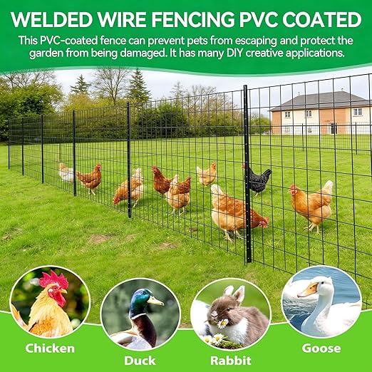 Welded Wire Fence 36inch x 50ft, 2inch x 3inch Black Chicken Wire Fencing, 16Gauge PVC Coated Garden Wire Fence Rolls, Anti-Rust Metal Fencing for Yard Plant Protection Poultry Netting