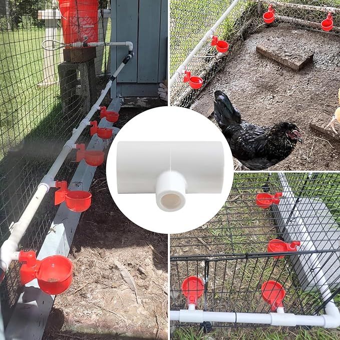 Complete Set of Piped Automatic Poultry Drinking System Accessories with PVC tee, Poultry Drinker Accessories, Chicken Drinking System Accessories.(Note: Only one tee Fitting is Included)