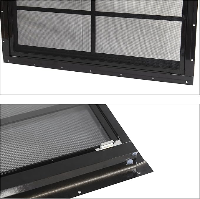 NeatiEase 2 Pack Shed Windows with Black Frame, 24 x 24 Flush Mount Small Window with Tempered Glass and Fiberglass Screen for Shed, Chicken Coop, Playhouse, Household, Garage
