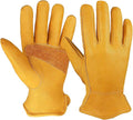 OZERO Gardening Work Gloves Men,Insulated Heavy Duty Cut Resistant Thorn Proof Leather Cowhide Gloves for Driving Welding