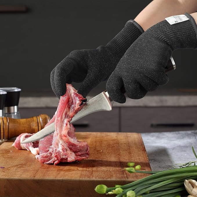 Schwer 2 Pairs ANSI A7 Cut Resistant Gloves, Mandoline Glove for Kitchen, Breathable & Comfortable, Food Grade Cutting Gloves for Meat Cutting, Fish Processing, Carving, and Shelling, PR1509, XXL