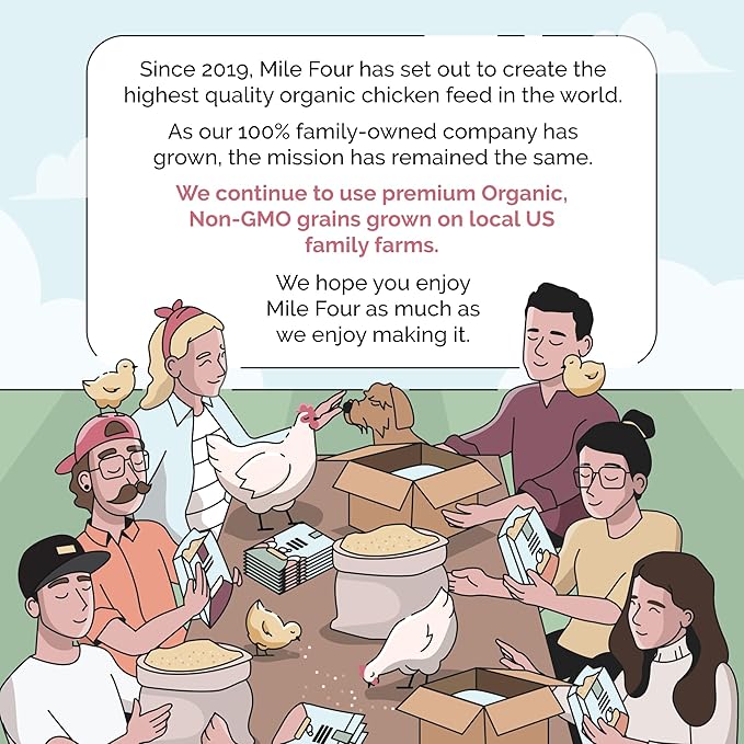 Mile Four Organic Chicken Feed (23 lbs) Starter Chick Mash, Non-GMO, USA Grown, 21% Protein, Corn-Free, Soy-Free, Non-Medicated Chick Feed