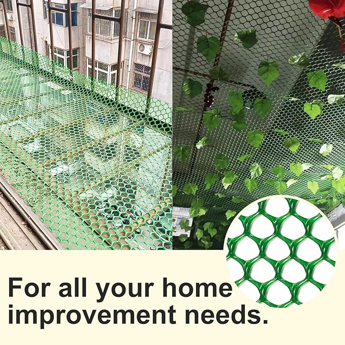 Plastic Wire Mesh Fence 16in x 20Ft Plastic Chicken Wire Mesh for Poultry, Dogs, Rabbit, Snake Barrier & Gardening Versatile Plastic Fencing (16in x 20Ft, Green)