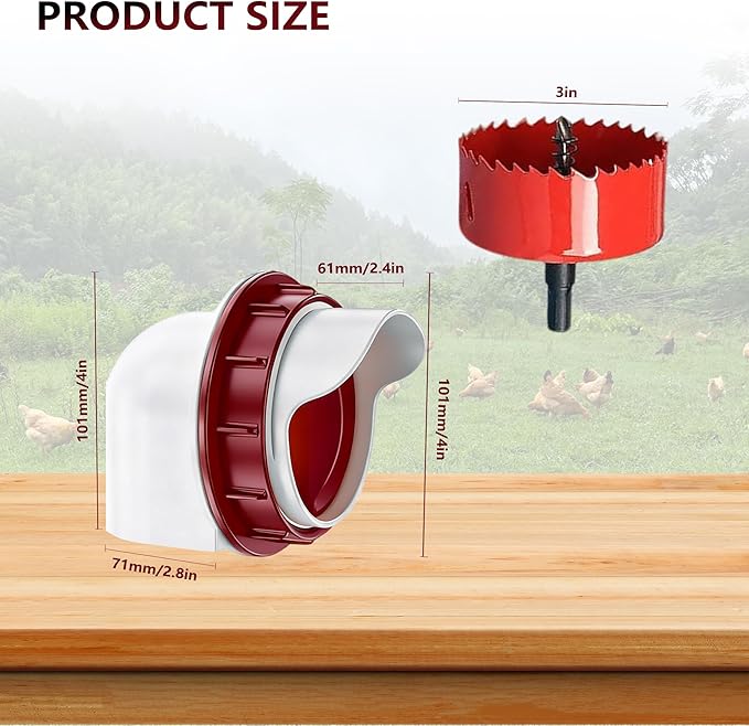 Poultry Feeder No-Waste Automatic Chicken Feeder (6 Ports) - DIY Kit with Hole Saw, Fits Buckets/Barrels/Bins/Troughs (with Covers)