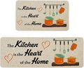 The Kitchen is The Heart of The Home Kitchen Mats Set of 2, Non-Slip Rubber Back Kitchen Rugs, Seasonal Holiday Cooking Sets Washable Floor Mat for Home Kitchen Decor - 17x29 and 17x47 Inch