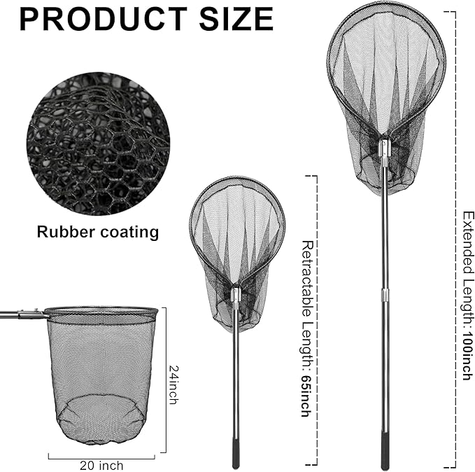 Catch Net, Small Animal Catcher Net for Chicken, Duck, Goose, Fish, Cat, Bird, Raccoon, Dog and Others(43"- 78" Handle with 20" Net Opening)