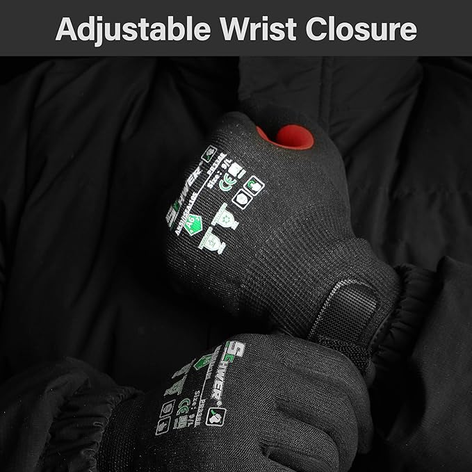 FreezeGuard Winter Work Gloves for Men and Women, ANSI A6 Cut Resistant Gloves With Super Grip, Freezer Glove for Work Below Zero, Touchscreen, Thermal Insulated, PR3388, Black Knight (XXL, 2 Pairs)