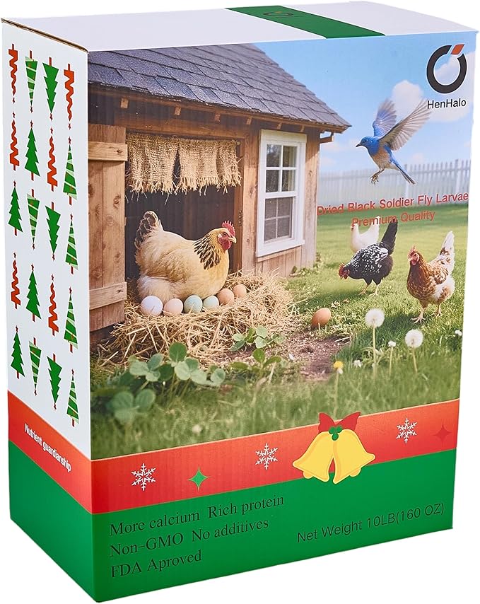 10LB Non-GMO Dried Black Soldier Fly Larvae - High Calcium 4.2-4.5% (More Than Mealworms) & 36-43% Protein, 100% Natural Treat for Chickens Strong Eggshells & Immune Support