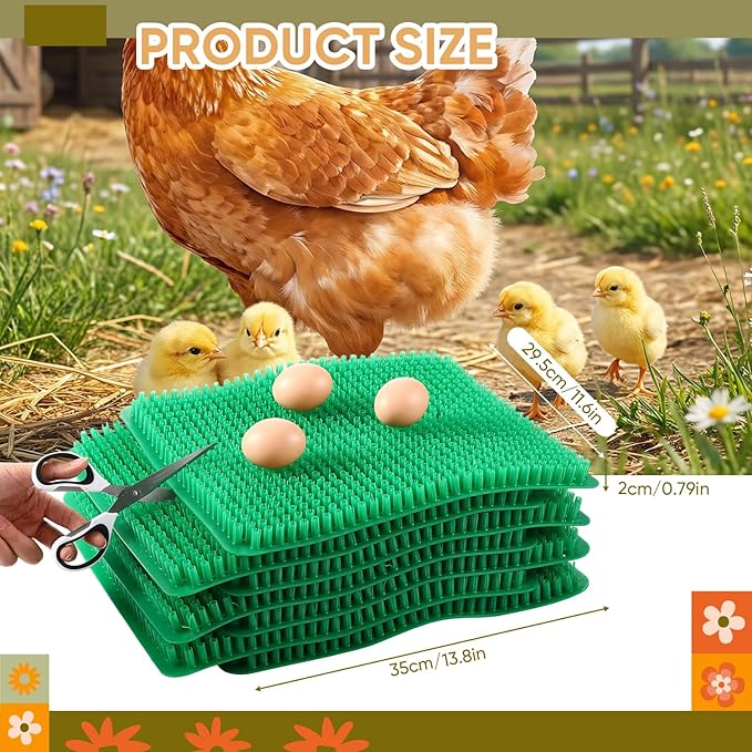 10 Pcs Chicken Nesting Pads Washable 13.8 * 11.6 Nesting Box Pads for Chickens Coop Artificial Grass Rug Accessories Plastic Grass Mat for Chicken Coop Accessories(Green)