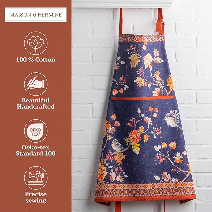 Maison d' Hermine 100% Cotton Apron for women with Pocket Kitchen Chef Apron for Men Cooking Easter Decorations