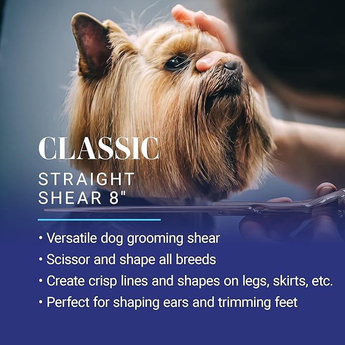 Chris Christensen Classic Series Grooming Shears, 8 in Straight Shear, Groom Like a Professional, Any Skill Level, Made From 440C Japanese Steel