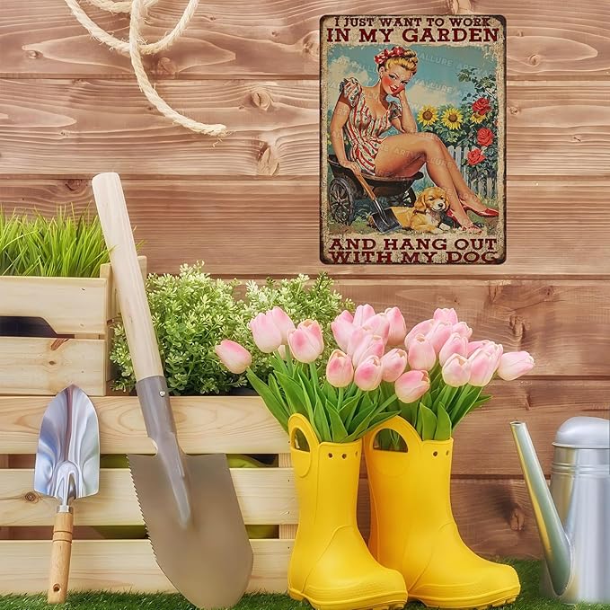 ARTWALLURE Gardening Decor Garden Sign for Yard Backyard Art Plaque Oasis Metal Sign Vintage Decor Garden Iron Painting for Greenhouse Patio Decoration 12x16inch