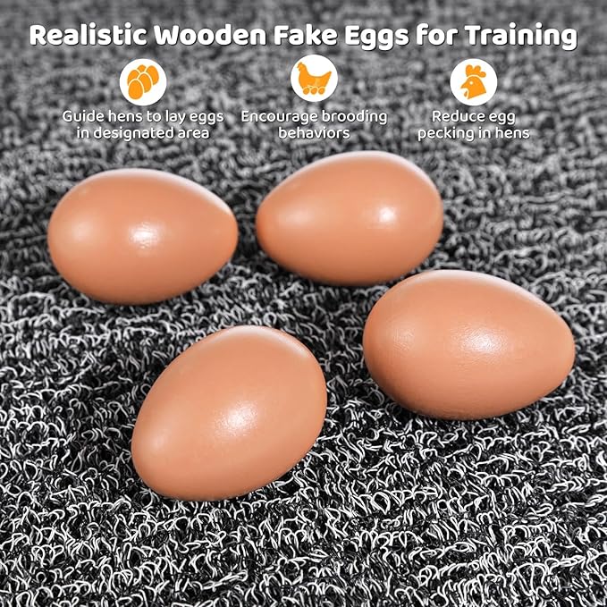 8 Pcs Chicken Nesting Pads, Washable Nesting Box Liners for Chicken Coop, Reusable Plastic Nest Box Pads with 4 Pcs Fake Wooden Eggs, Chicken Laying Mats, 12×12×0.8 inch