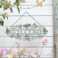 Queltharion Metal Welcome Wall Decor Rustic Farmhouse Distressed Flower and Butterfly Welcome Sign Hanging Decorative for Garden Porch Patio Yard Outdoor 23.5" L Green