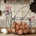 TAIANLE. Wire Chicken Egg Basket for Gathering Fresh Eggs, Rustic Rooster Shaped Egg Collecting Basket for Farm Fresh Eggs with Handle, Kitchen Countertop Storage, Vintage Farmhouse Decor Organizer