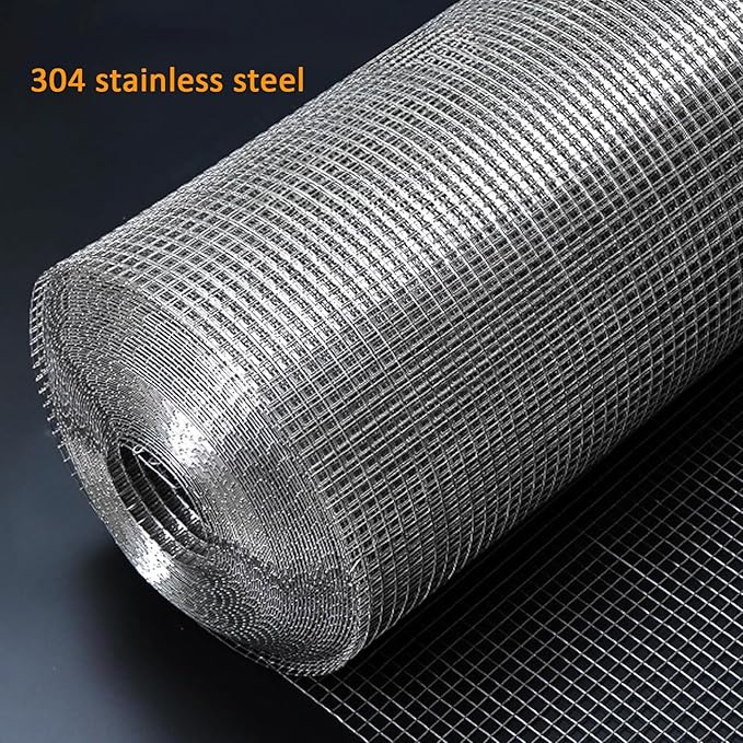 Welded Wire Mesh, 1/2 Inch Hardware Cloth, Stainless Steel Chicken Wire Fencing, Heavy Duty Poultry Fence Netting Roll