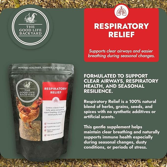 Good Life Backyard Respiratory Relief for Chickens – Aromatic Spice Blend for Flock’s Respiratory Comfort (1 lb Pouch) | Hatching Time