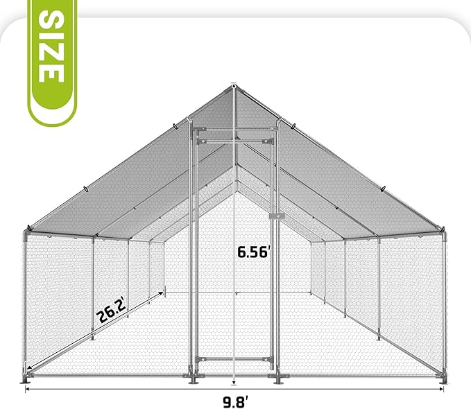 Large Metal Chicken Coop Chicken Pen with Water-Resident and Anti-UV Cover Walk-in Poultry Cage Chicken Runs for Yard with Cover Duck Rabbit Dog House Outdoor