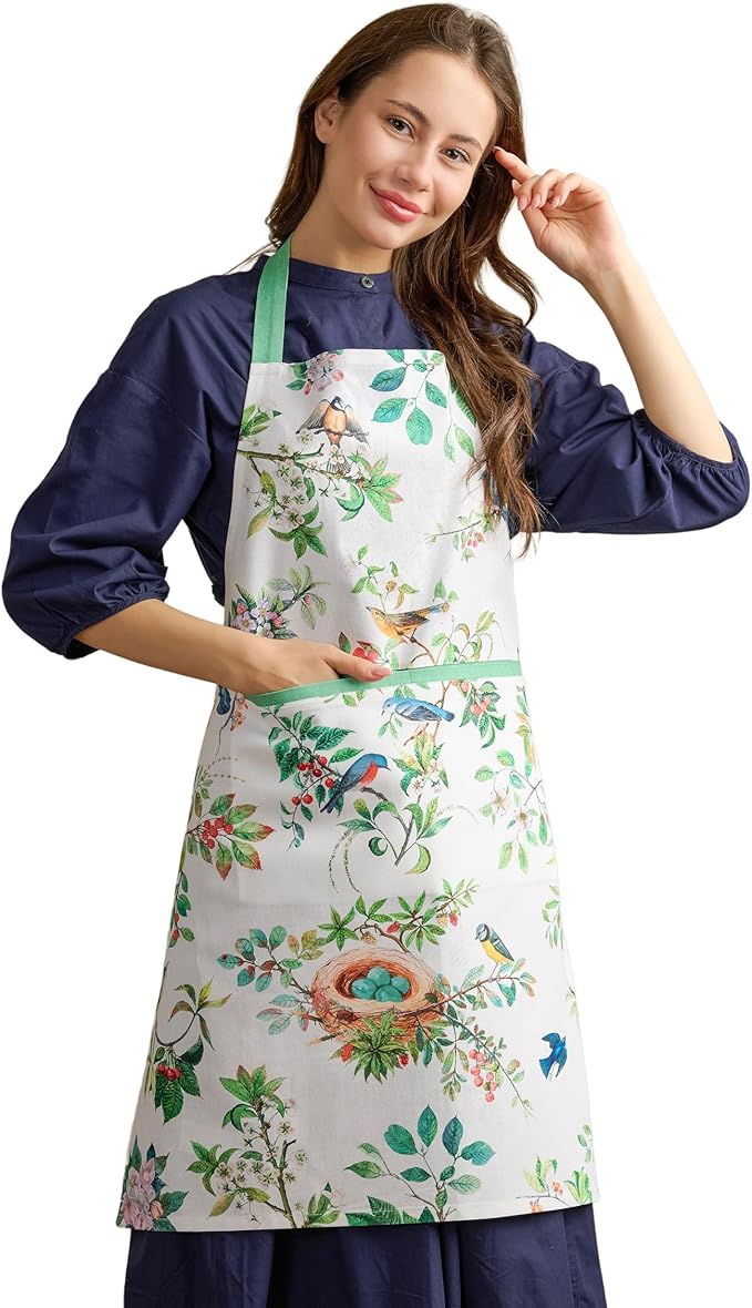 Maison d' Hermine 100% Cotton Apron for women with Pocket Kitchen Chef Apron for Men Cooking Easter Decorations