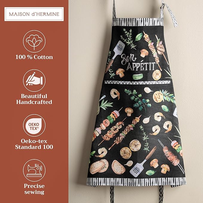 Maison d' Hermine 100% Cotton Apron for women with Pocket Kitchen Chef Apron for Men Cooking Easter Decorations