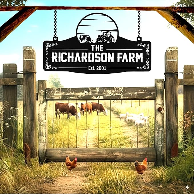 Personalized Metal Farm Signs, Custom Ranch Sign, Customized Farm Metal Signs Outdoor, Custom Large Hanging Family Name Sign for Farms, Ranch, Barn, Farmhouse