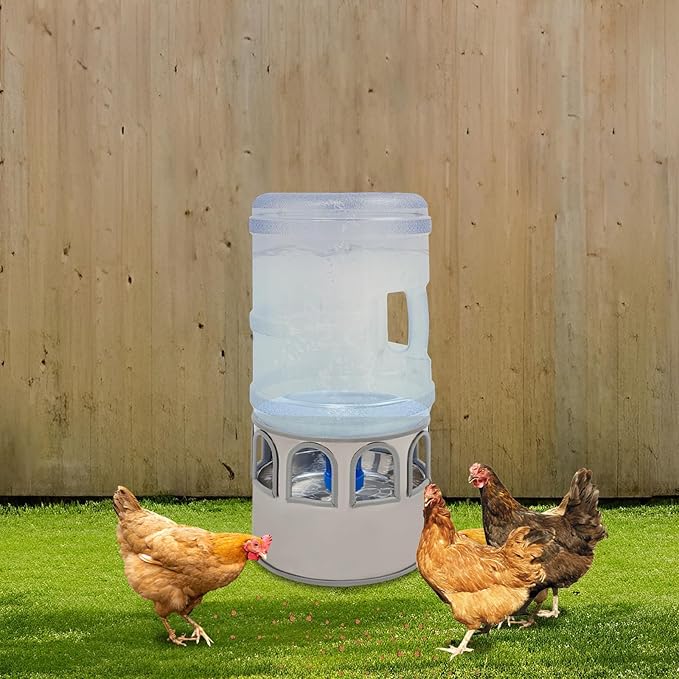 Chicken Water Heater, 5 Gallon Heated Chicken Waterer, Stainless Steel Heated Waterer for Chickens with Thermostat, Freeze-Proof Design, 50W Auto-On/Off, 110V