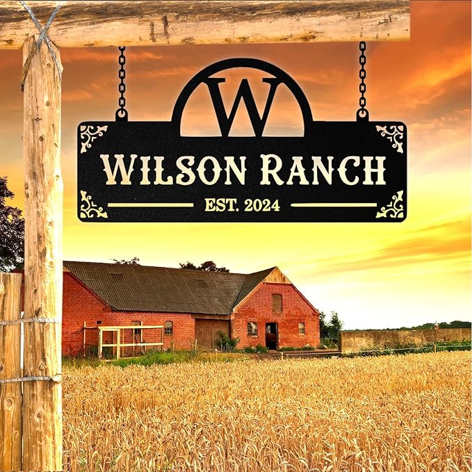 Personalized Metal Farm Signs, Custom Farm Metal Signs Outdoor, Custom Ranch Sign, Customized Family Name Sign for Farms, Ranch, Farmhouse - Housewarming Rancher Gifts