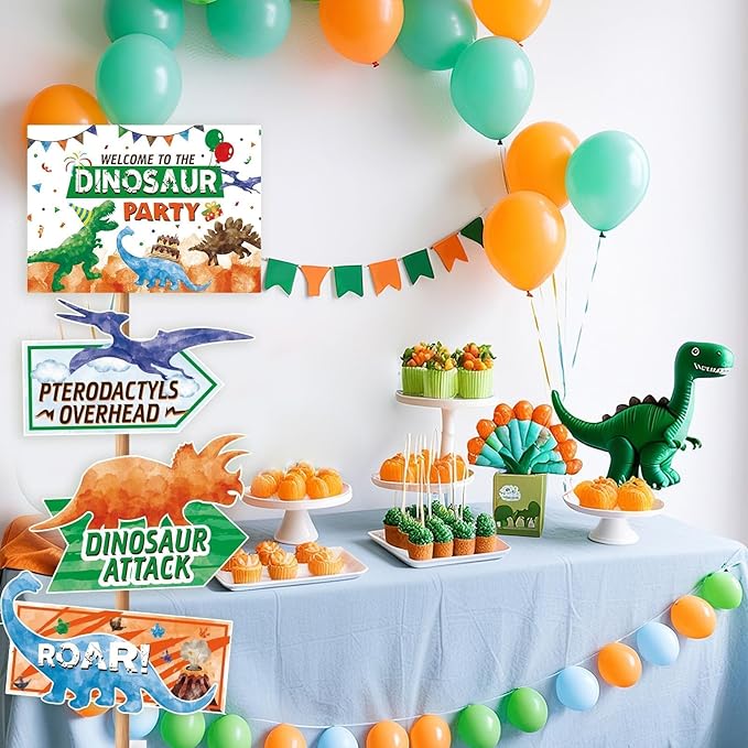 WERNNSAl Dinosaur Party Decorations - 10PCS Dinosaur Birthday Party Decorations Jurassic Birthday Supplies Dinosaur Crossing Sign for Dino Theme Party Home Door Wall Decor