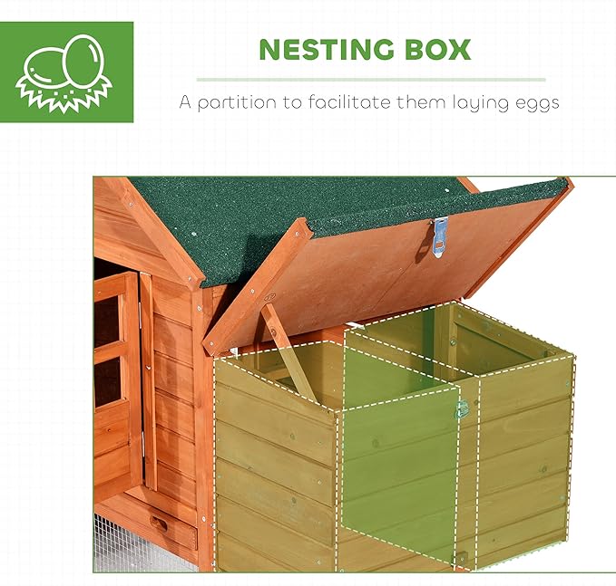 PawHut Dual Wooden Chicken Coop with Garden Bed, Large Outdoor Hen House with Nesting Boxes Removable Trays, Ramps Run, for Garden Backyard, 123" x 27.5" x 42.5", Natural Wood