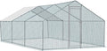 VINGLI Large Metal Chicken Coop for Chickens, Walk-in Chicken Run with Waterproof Anti-UV Cover, Heavy-Duty Chicken Pen with Security Lock for Outdoor Backyard Farm Use (19.7'Lx9.8'Wx6.5'H)