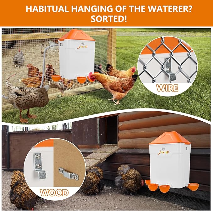 3 Gal Automatic Chicken Waterer with Float Valve, Automatic Chicken Watering System with 60-Inch Hose (One End 3/4''), Large Waterer for Chicken Duck Quail Turkey