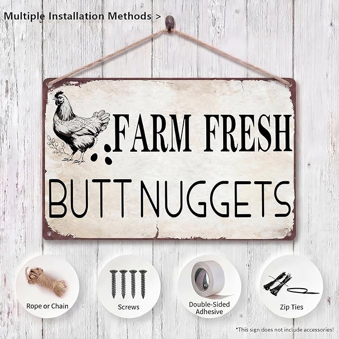 Vintage Metal Signs Chicken Coop Signs for Farm Yard Decor, Tin Sign for Home Farm Chicken Coop Farmhouse Kitchen Garden Decor 8 X 12 Inch